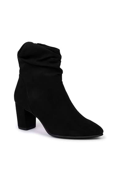 Ladies Ruched Heeled Ankle Boots