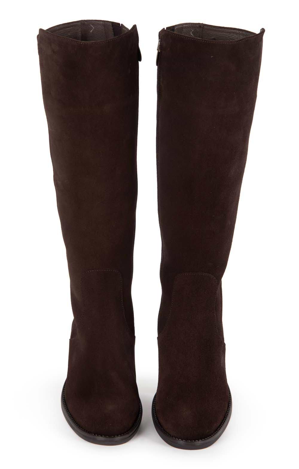 Ladies Long Suede Boot, Brown - House of Bruar