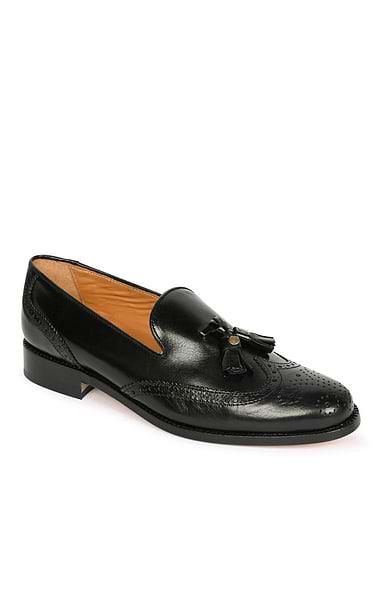 Ladies Leather Brogue Tassel Loafers