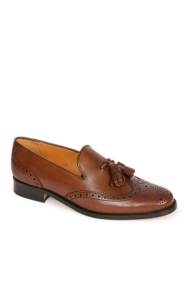 Ladies Leather Brogue Tassel Loafers