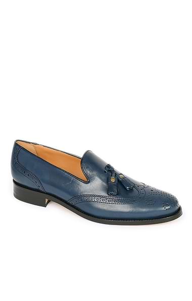 Ladies Leather Brogue Tassel Loafers