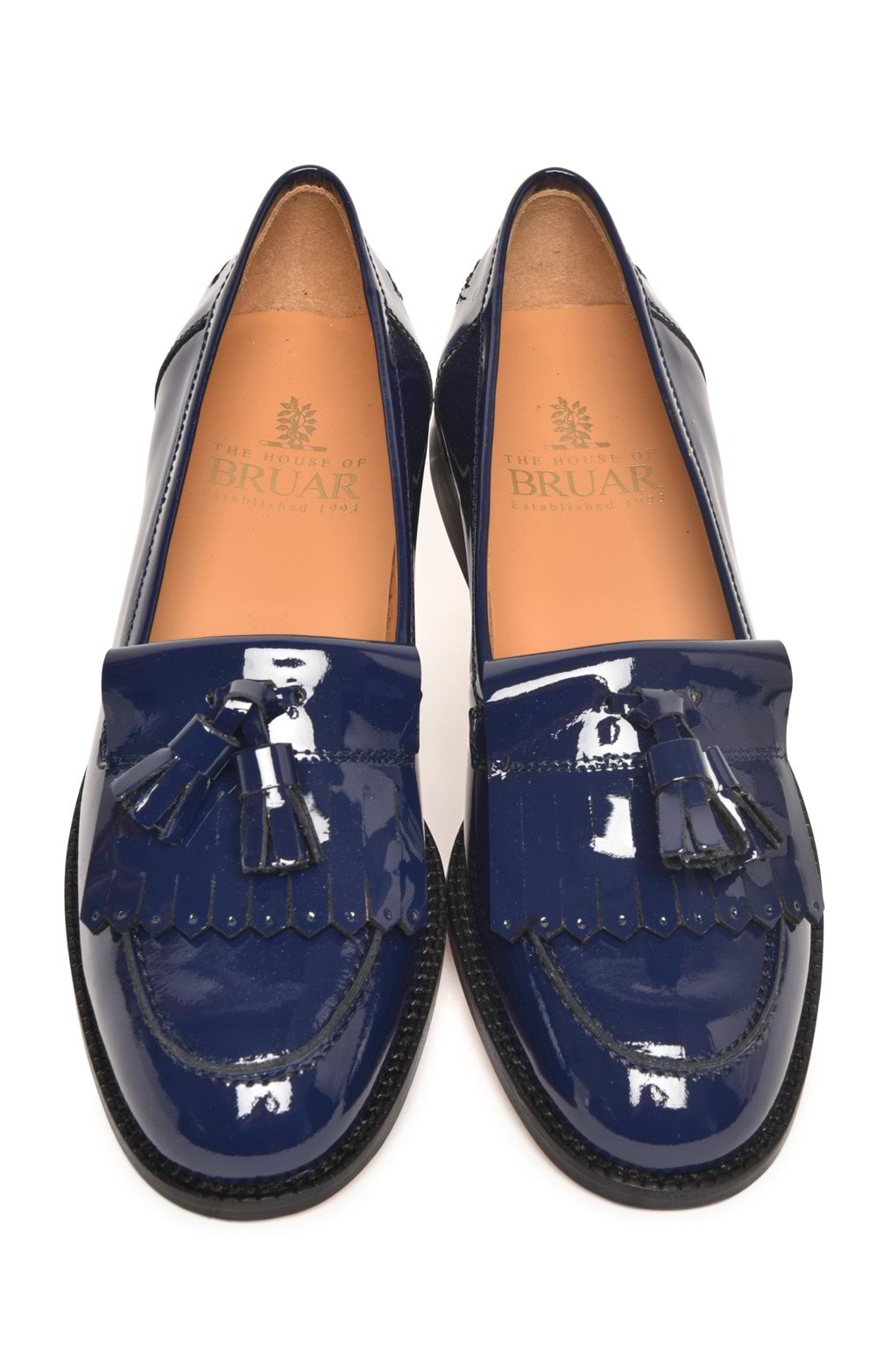 Ladies Patent Leather Tassel Loafers, Navy - House of Bruar