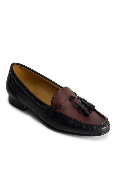 Ladies Contrast Leather Tassel Moccasin