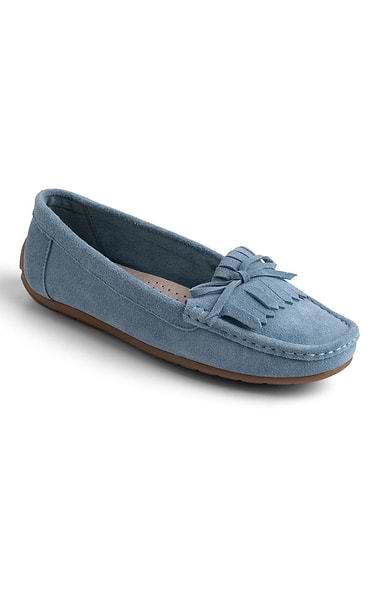 Ladies Suede Fringe Moccasins
