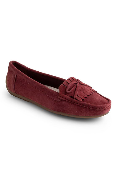 Ladies Suede Fringe Moccasins