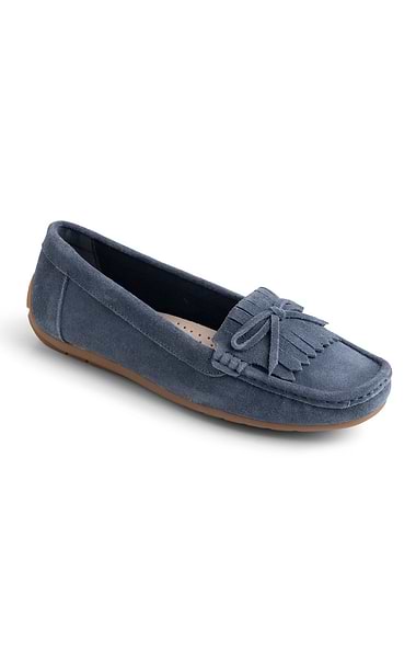 Ladies Suede Fringe Moccasins