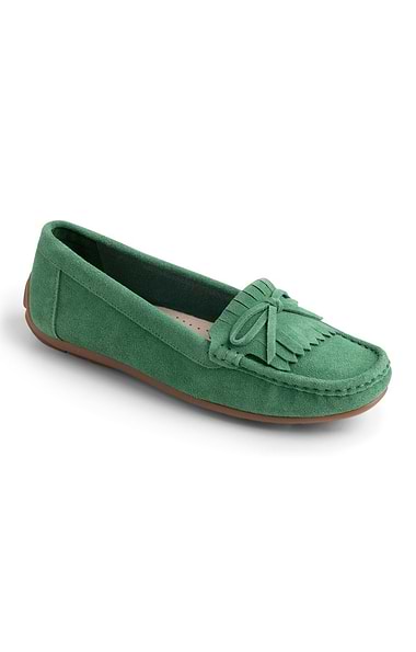 Ladies Suede Fringe Moccasins