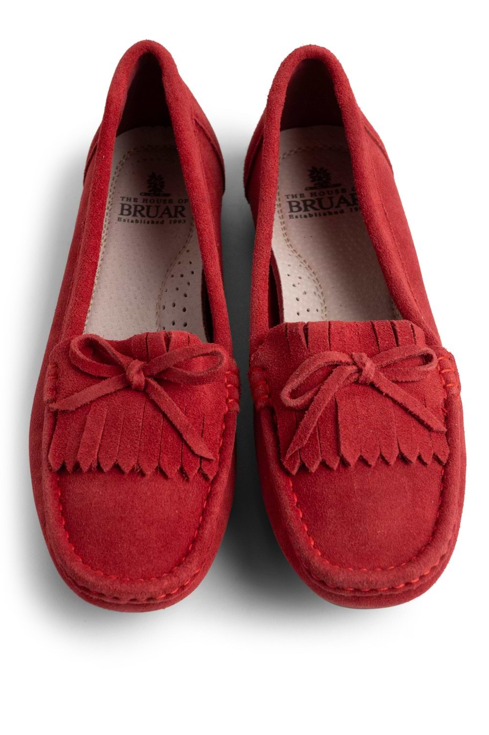 Ladies Suede Fringe Moccasins, Red House of Bruar