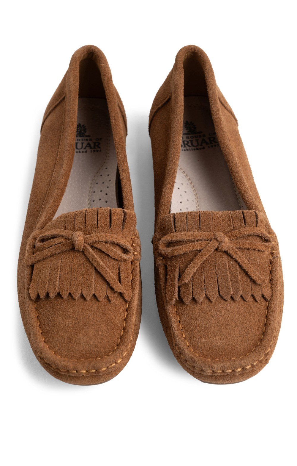 Ladies Suede Fringe Moccasins, Brown House of Bruar