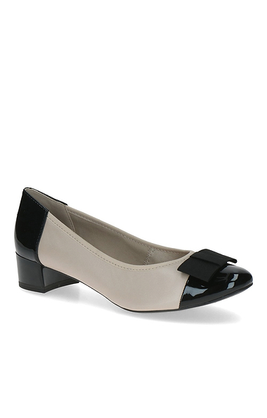 Ladies Caprice Bow Front Block Heel Court Shoes