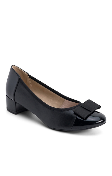 Ladies Caprice Bow Front Block Heel Court Shoes