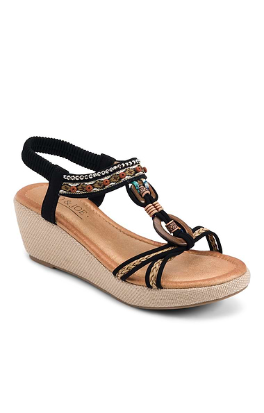 Ladies Beaded Lightweight Wedge Sandal