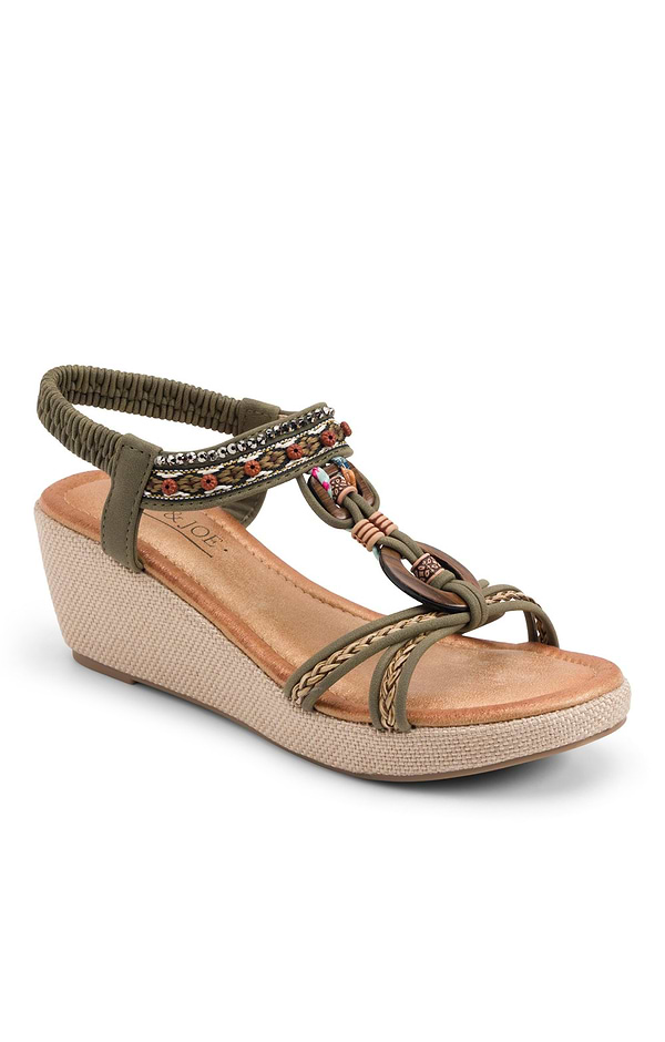 Ladies Beaded Lightweight Wedge Sandal