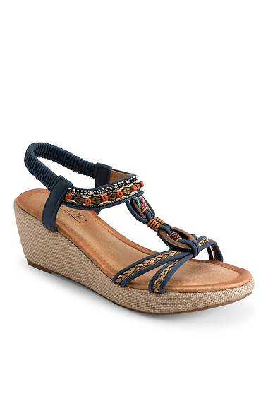 Ladies Beaded Lightweight Wedge Sandal