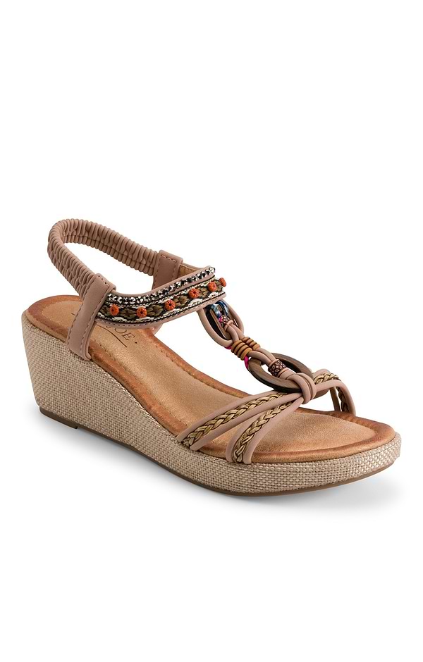 Ladies Beaded Lightweight Wedge Sandal