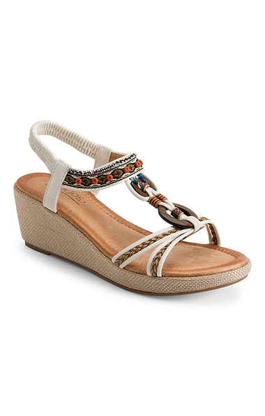 Ladies Beaded Lightweight Wedge Sandal