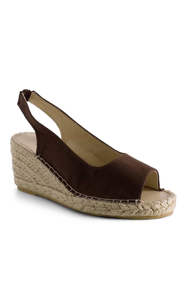 Ladies Open Toe Faux Suede Wedge Espadrille