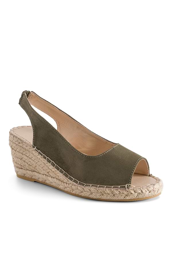 Ladies Open Toe Faux Suede Wedge Espadrille