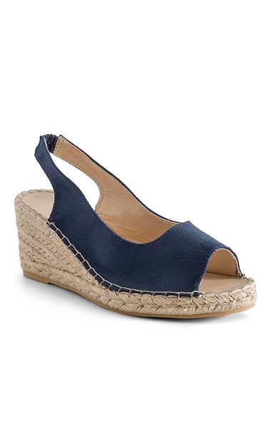 Ladies Open Toe Faux Suede Wedge Espadrille