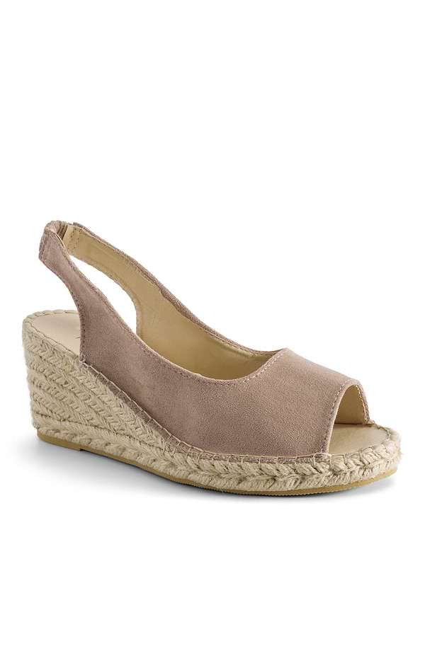 Ladies Open Toe Faux Suede Wedge Espadrille