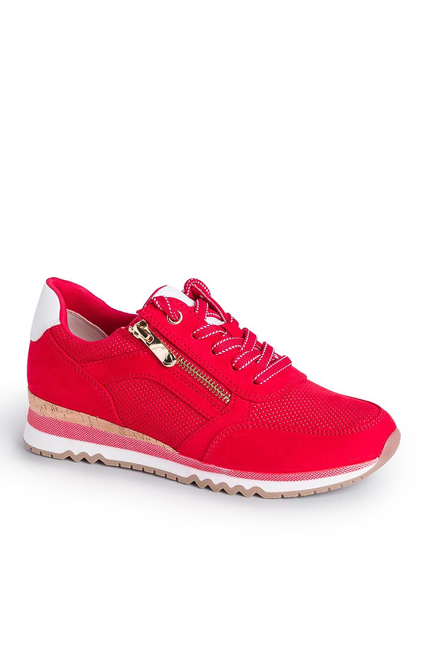 Ladies Marco Tozzi Suede Side Zip Sneaker