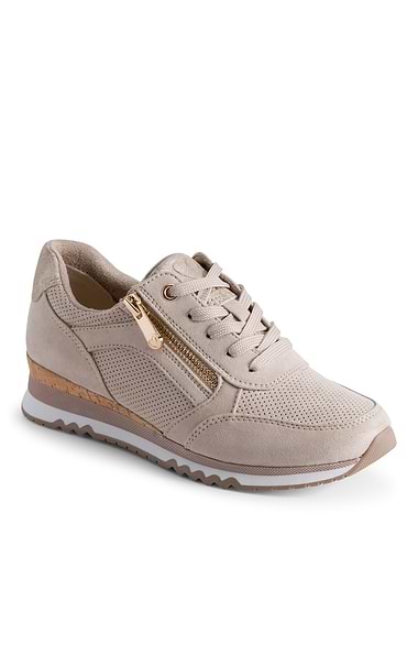 Ladies Marco Tozzi Suede Side Zip Sneaker