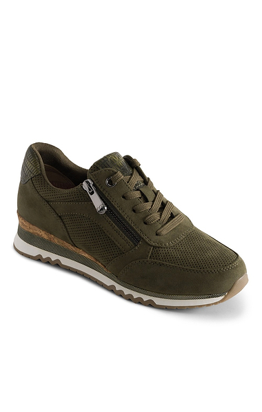 Ladies Marco Tozzi Suede Side Zip Sneaker