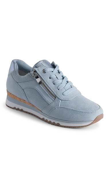 Ladies Marco Tozzi Suede Side Zip Sneaker