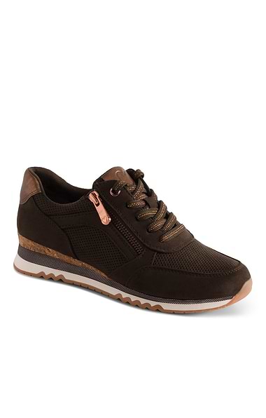 Ladies Marco Tozzi Suede Side Zip Sneaker