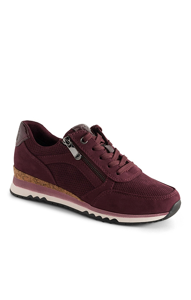 Ladies Marco Tozzi Suede Side Zip Sneaker