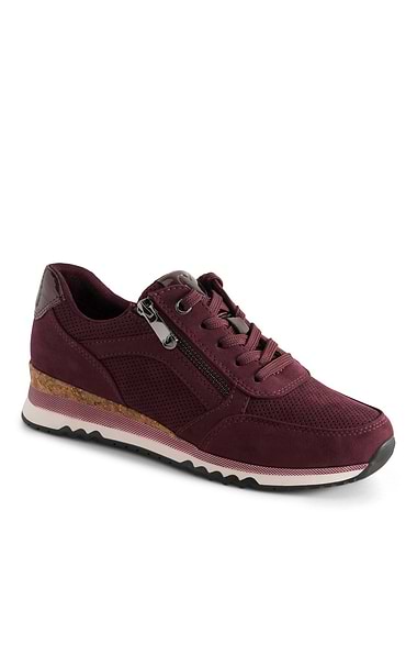 Ladies Marco Tozzi Suede Side Zip Sneaker