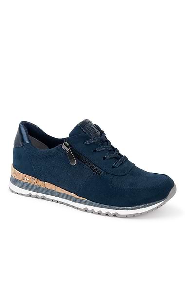 Ladies Marco Tozzi Suede Side Zip Sneaker