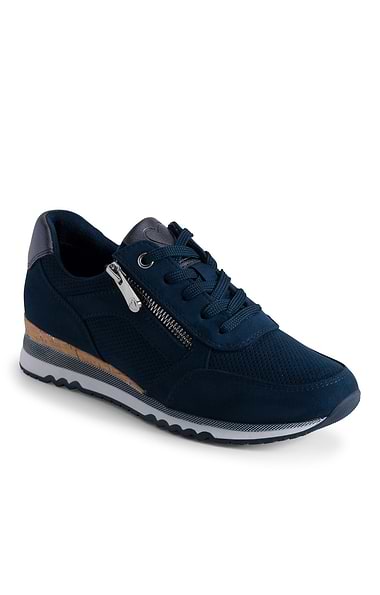 Ladies Marco Tozzi Suede Side Zip Sneaker