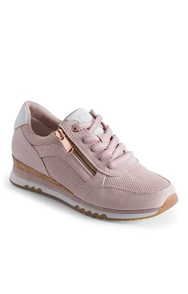Ladies Marco Tozzi Suede Side Zip Sneaker