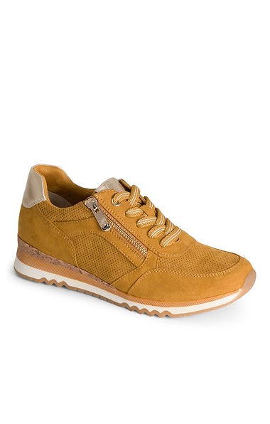 Ladies Marco Tozzi Suede Side Zip Sneaker