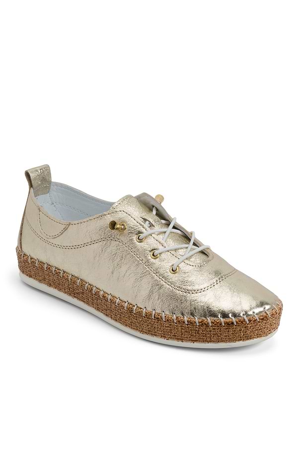 Ladies Evette Metallic Espadrille Sole Leather Sneaker