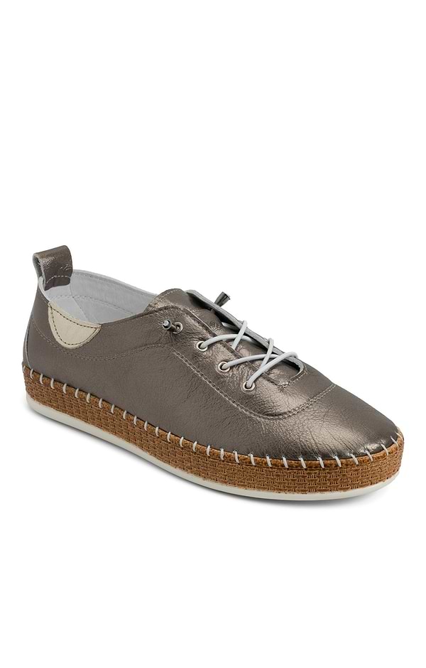 Ladies Evette Metallic Espadrille Sole Leather Sneaker