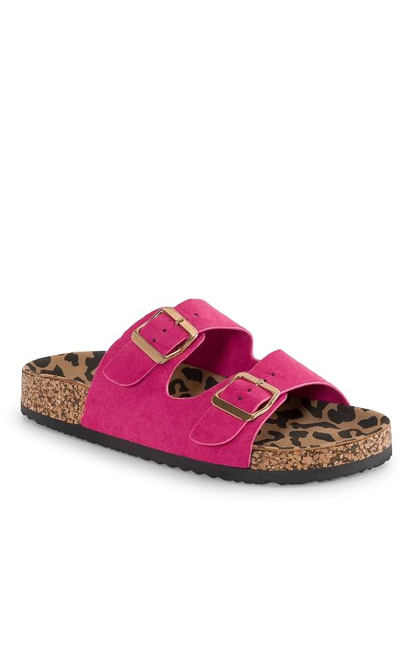 Ladies Pecan Animal Print Sliders
