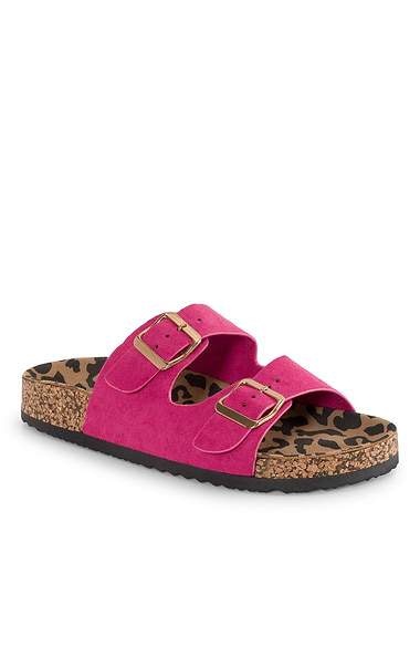 Ladies Pecan Animal Print Sliders