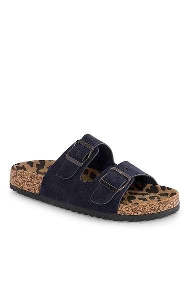 Ladies Pecan Animal Print Sliders