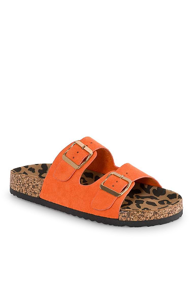 Ladies Pecan Animal Print Sliders