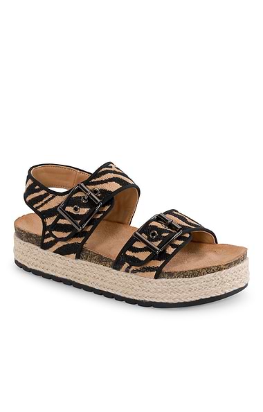 Ladies Encode Espadrille Flat Buckle Sandal