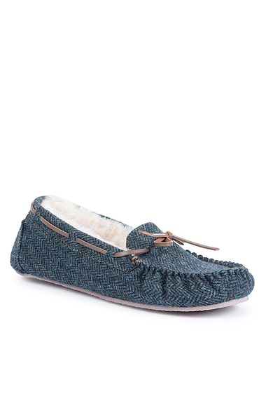 Men's Shetland Tweed Moccasin Slippers