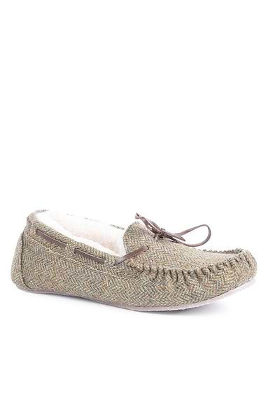 Men's Shetland Tweed Moccasin Slippers