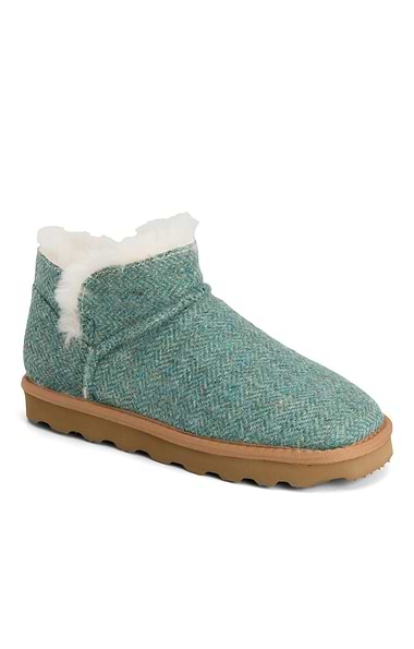 Ladies Shetland Tweed Ankle Boot Slippers