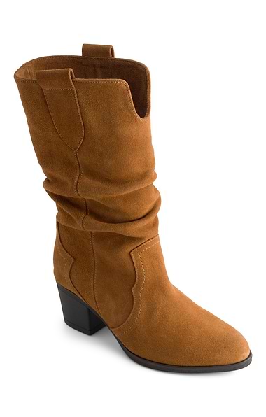 Ladies Ruched Suede Western Boots