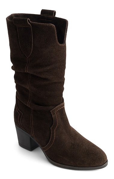 Ladies Ruched Suede Western Boots
