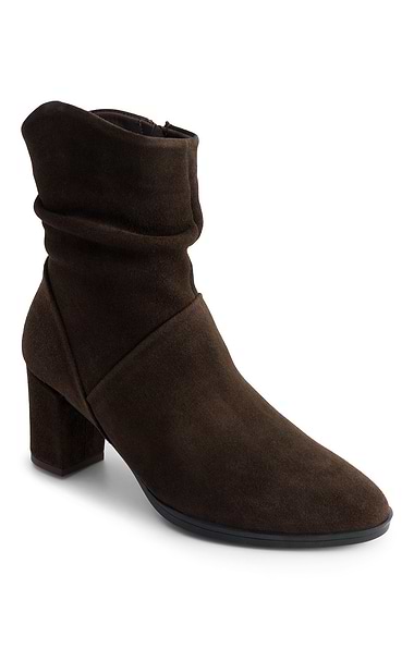 Ladies Ruched Suede Ankle Boots