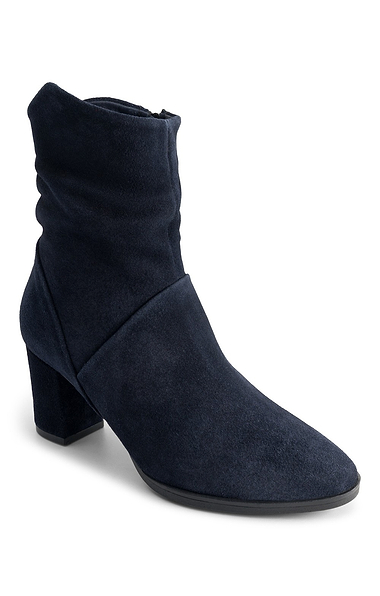 Ladies Ruched Suede Ankle Boots