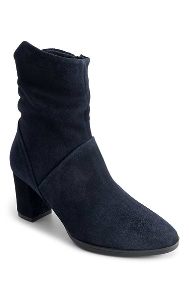 Ladies Ruched Suede Ankle Boots